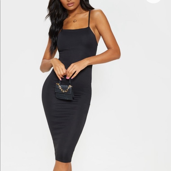 black midi dress strappy